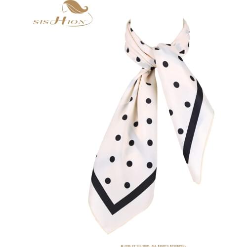 SISHION Polka Dot Women Square Silk Scarf 70*70cm Fashion White Yellow Black Red Polyester Silk Scarf Shawl SD0016