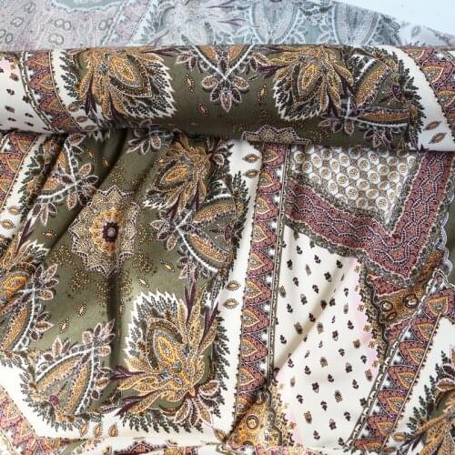 Meter Quality Viscose Poplin Fabric Bohemian Patchwork Rayon Material For Dress