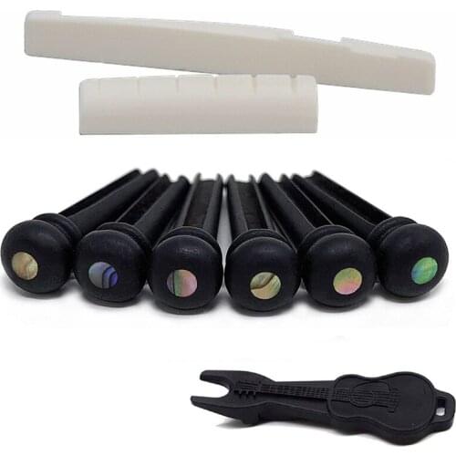 1 Set of Ebony & Pearl Bridge Pins for Acoustic Guitars/String Pegs (Slotted),Guitar Accessories