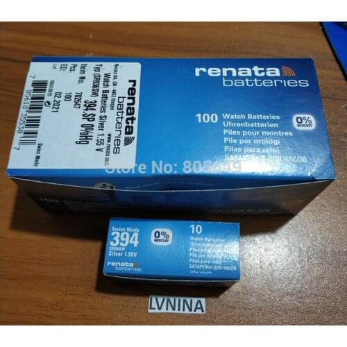 100Xrenata Silver Oxide Watch Battery 394 SR936SW 936 1.55V 100% original brand renata 394 renata936 battery