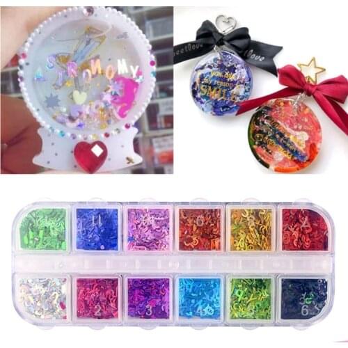 12 Colors Alphabet/Stars Holographic Laser- 26 English Letters Mixed Chunky Glitter Epoxy Resin Festival Chunky Letters Sequin