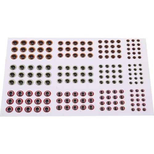 183/672PCS 3D Stick Fishing Eyes For Lure Making Fly Tying Fake Eyes Fishing Lure Diy Red Yellow Blue Black 3mm 4mm