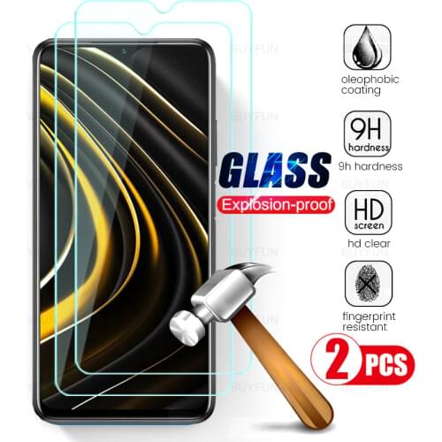 2pcs full cover screen protectors tempered glass for xiaomi pocophone little poxo poko poco m3 m 3 pocom3 6.53'' smartphone film