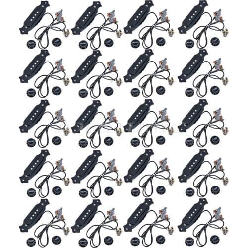 20 Sets Pre-Wired Cigar Box Guitar Pickup With Volume&Tone Pot Jack For Acoustic Classical Guitar