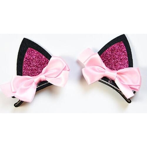 2020 New 10 Pairs/Set Little Girls Sparkly Animal Ear Hairclips Handmade Hair Accessories for Party