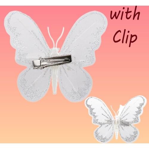24PCS 3D Sequins Butterfly Crafts with Clip Easy to Use Hairpins Christmas Tree Headband Wedding Bride Decor Jewelry Home Decor