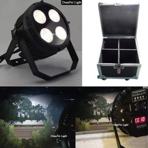 4pcs+flycase) led outdoor par 4x50w warm white and cool white par led cob lyre wash par cans ip65