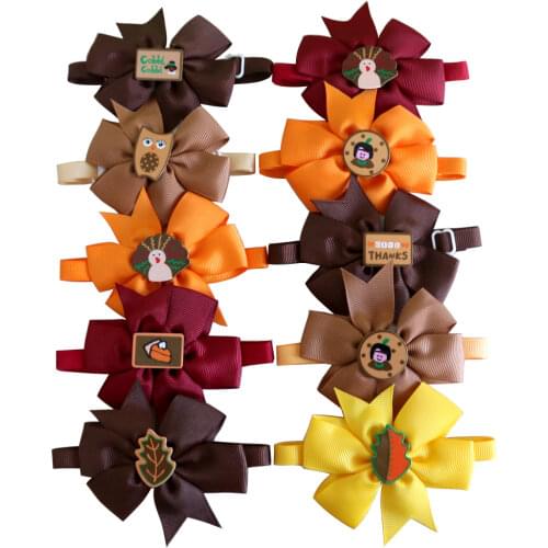50/100PCS Pet Puppy Dog Cat Bow Ties/Bowties for Thanksgiving Adjustable with Cute Resin Dog Collar Dog Accessories Pet Supplies