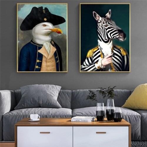 Abstract Zebra in Military Uniform Canvas Paintings On the Wall Art Posters And Prints Funny Art Animals Picture Home Decoration