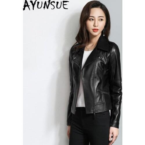 AYUNSUE Genuine Leather Jacket Women 2020 Spring Autumn 100% Real Sheepskin Coat Female Streetwear Motorcycle Bomber Jackets