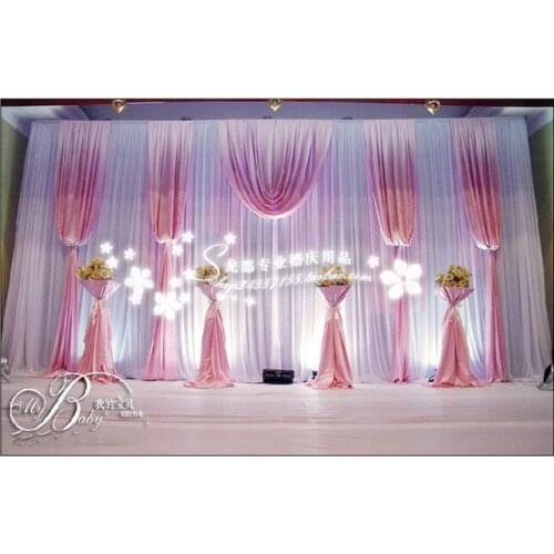 20ft*10ft white Wedding backdrop with pink swags event and party ice silk drape beautiful wedding backdrop curtains