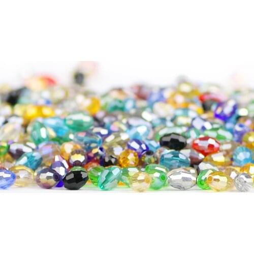 HGKLBB Rice grains Upscale Austrian crystal beads 100pcs 4*6mm oval shape Loose Glass beads Jewelry making bracelet Necklace DIY
