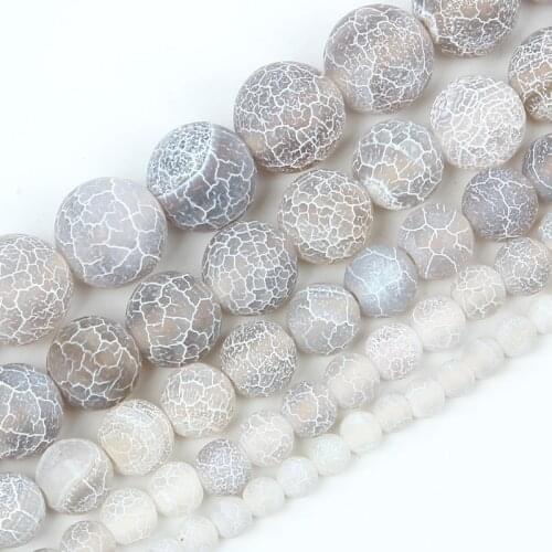 4-12mm Natural Stone Bead Loose Round Frosted Gray Weathered Stone Beads For Jewelry Making DIY Charm Bracelet Necklace Handmade