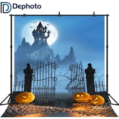 Dephoto Photography Background Castle Bats Halloween Theme Horror Night Photobooth Backdrop Professional Photo Studio Background