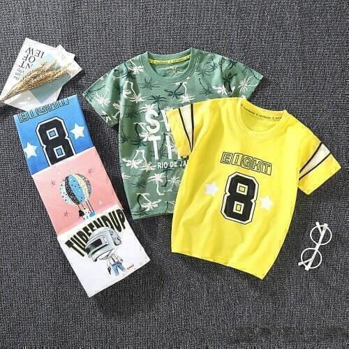 Kids T Shirts New Summer Boys Girls Cartoon Print Short Sleeve T Shirts Baby Child Fashion Tops Tees Clothes 1-8 Year