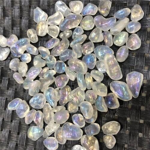DHX SW 100g top quality amazing aura coated rainbow quartz crystal chakra healing Titanium medaion stone gravel tumbled stones