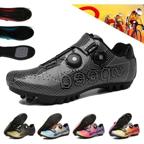 Dazzle Color Cycling Shoes MTB Breathable Self-Locking SPD Cleat Bicycle Shoes Outdoor Racing Sneakers Men Road Bike Sport Shoes
