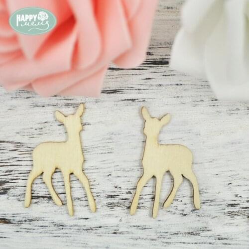 Happymems Wood Shape Moose 24pcs/lot Embellishments For Scrapbooking Household Home Decorations DIY Crafts Pine Wooden Shapes