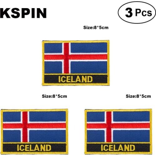 Iceland Rectangular Shape Flag patches embroidered flag patches national flag patches for clothing DIY Decoration