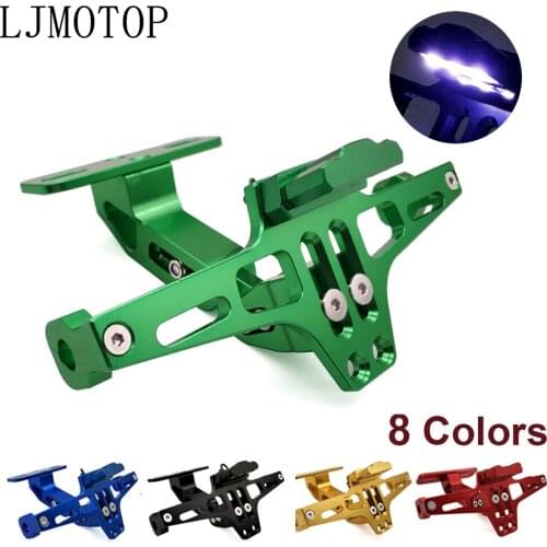 Motorcycle Rear License Plate Mount CNC with Holder LED For Kawasaki W800 Ninja GPZ500 EX500 650R ER6F ER6N Z750 ZZR600 Z650
