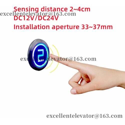 Elevator Touchless Button No-Touch Button Round Blue