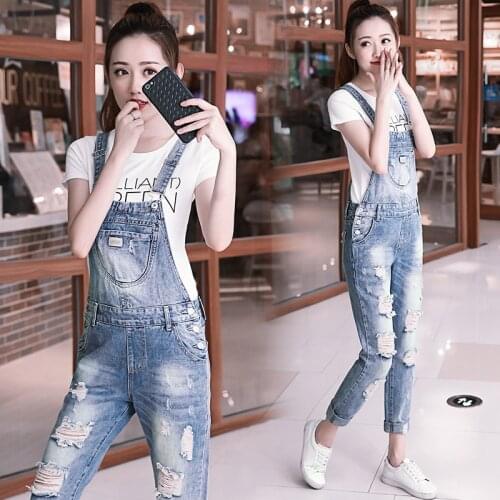 Best Sale Strap Womens Jeans 2020 New Spring Summer Washed Hole Was Thin and Wild Denim Pants Elegance Fashion Jeans