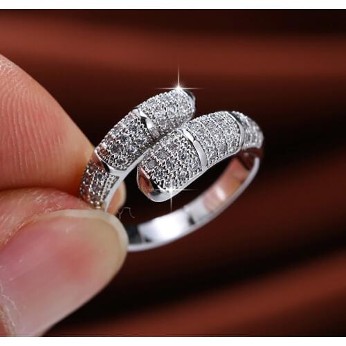 Micro Set Zircon Geometric Silver-plated Rings Women Rings Fashion Glamour Banquet Engagement Rings Birthday Gift For Girlfriend