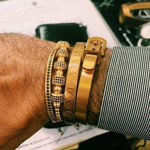 Royal Fashion Roman Numerals Men Bracelet Bangle New Luxurious Titanium Steel Bracelet For Men Jewelry Gift