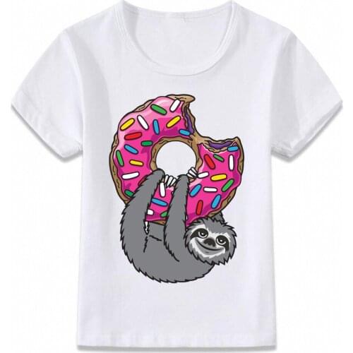 Soft Casual Kids Clothes T Shirt Donuts Loving Sloth GraphicT-shirt Boys and Girls Toddler Tee Unisex Summer Outfit