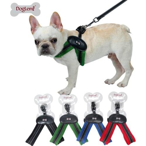 Pet soft leather reflective dogs back harnesses and collars with leads for small and large dogs arnes perro dog accessories #FS