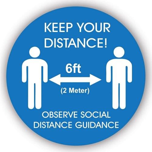 Maintain 6 Feet Social Distance Sticker Safety Sign Do Your Part, Stay 6 Feet Apart Decals KK Vinyl PVC 15cm X 15cm