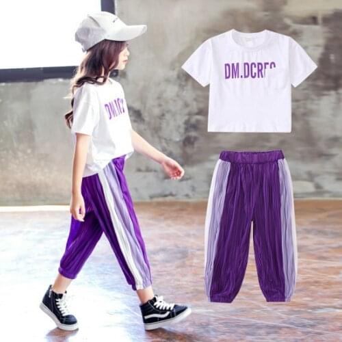 New Clothes Girl Shirts And Pants 4-12 Old Kids Tracksuit Summer Girls Clothes 9ST076