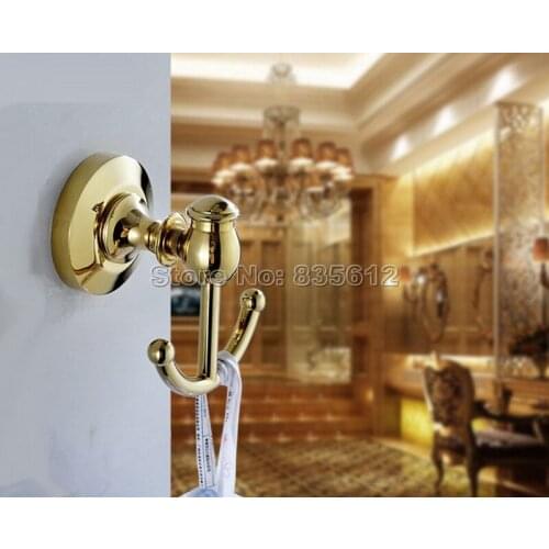 NEW Gold Color Brass Wall Mounted Towel Coat Robe Hooks Holder Hat Clothes Hanger Wba161