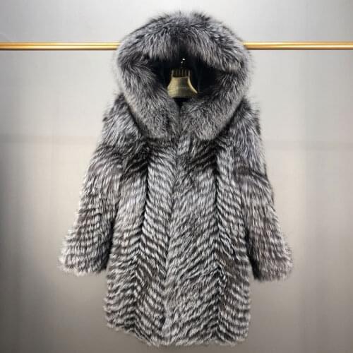 Womens coat 2020 real fox fur coat mid-length hooded womens winter coat natural fox fur coat winter fur coat