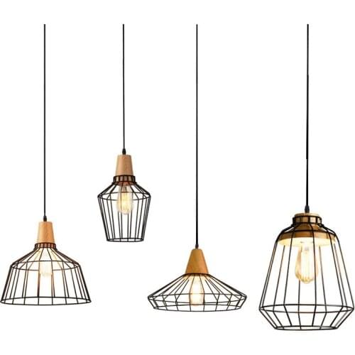 Retro Industrial Lighting Pendant Lamp Iron Wood Lamp Nordic Hanging Light Kitchen Fixtures Restaurant loft Hanglamp Luminaire