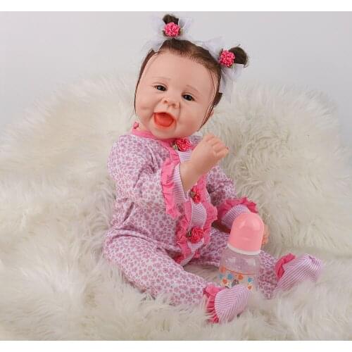 22 Inch Realistic Reborn Girl Doll Babies Soft Vinyl Cloth Body Lovely Boneca Bebe Reborn Toys For Children Playmate Gift
