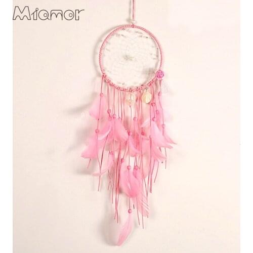 Pink India Dreamcatcher With Shell Wind Chimes Pendant Dream Catcher Wedding Decor Home Wall Hanging Decor Regalo Amor0075