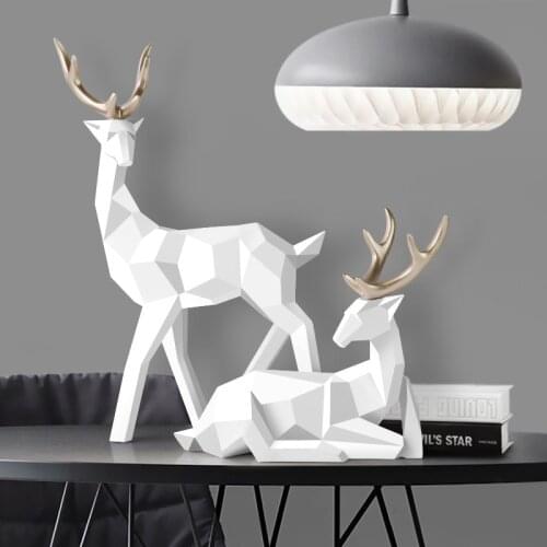 Deers Sculpture Resin Deer Statue Nordic Decoration Home Decor Statues Deer Figurines Modern Decoration Deers Table Ornament