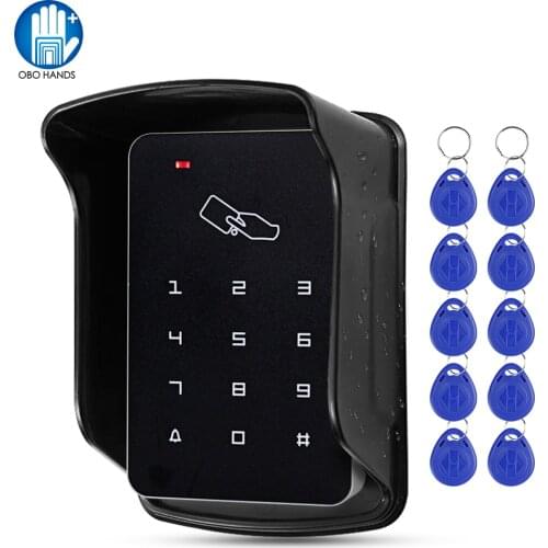 Upgraded RFID Access Control Keypad Waterproof Outdoor Cover 125KHz Card Reader 10pcs EM4100 Keyfobs for Door Lock System Kit