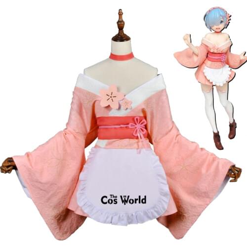 Re Zero Kara Hajimeru Isekai Seikatsu Remu Sakura Maid Dress Uniform Outfit Anime Cosplay Costumes