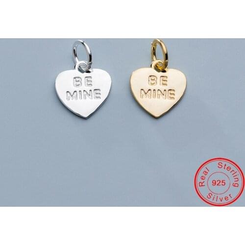 UQBing Silver Color Engraved Letter Heart Shape Charms Pendant Jewelry Making Bracelet Necklace DIY