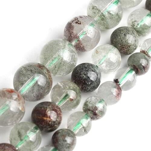 Green Ghost Quartz Natural Stone Round Loose Spacer Beads For Jewelry Making Diy Earring Bracelet 6/8/10/12 mm Strand 15