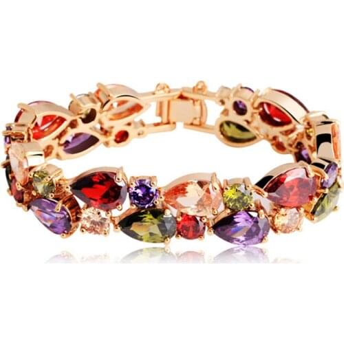 Zlxgirl jewelry Classic Europe Russian fashion zirconia bracelet of womens wedding jewelry Dubai Gold bracelet couple gifts