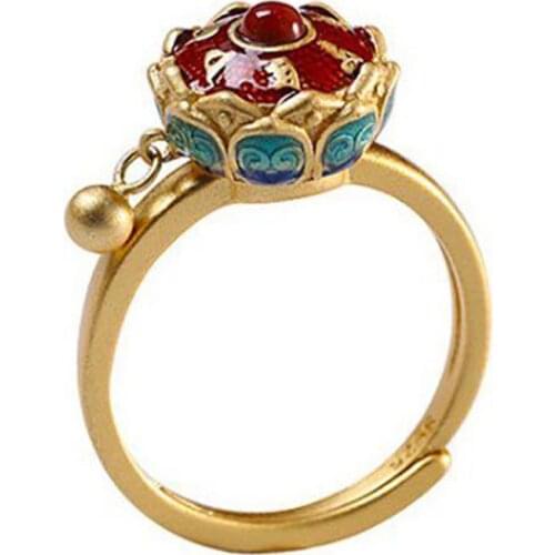 New silver new enamel non inlaid ring Chinese style retro elegant charm womens luxury brand jewelry