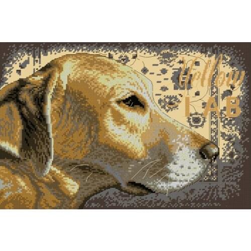 100% egypt COTTON Lovely Cute Counted Cross Stitch Kit Yellow Lab Dog Puppy Animal dim 70-35273