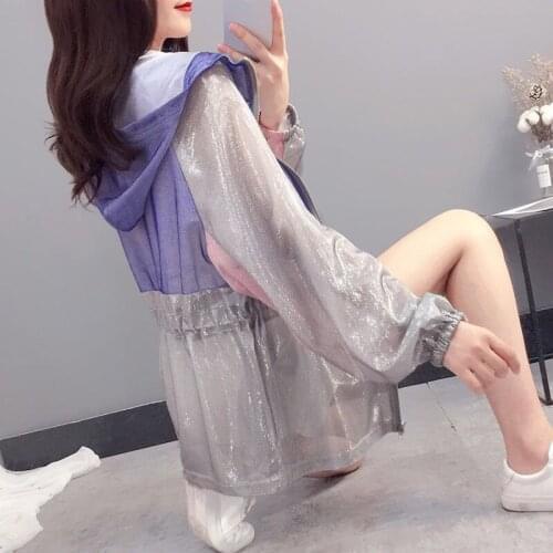 2021 UV Sun Protection Clothing Long Sleeve Color Matching Jacket Anti Ultraviolet Summer Beach Hooded Sunscreen Shirt Y139