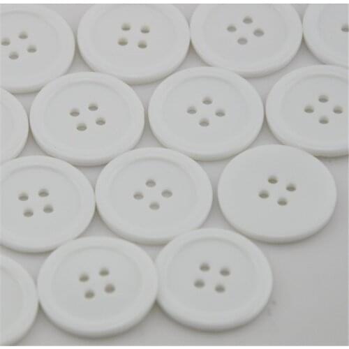 50pcs White Big Plastic Overcoat Button Cloth sewing Appliques 25mm PH41