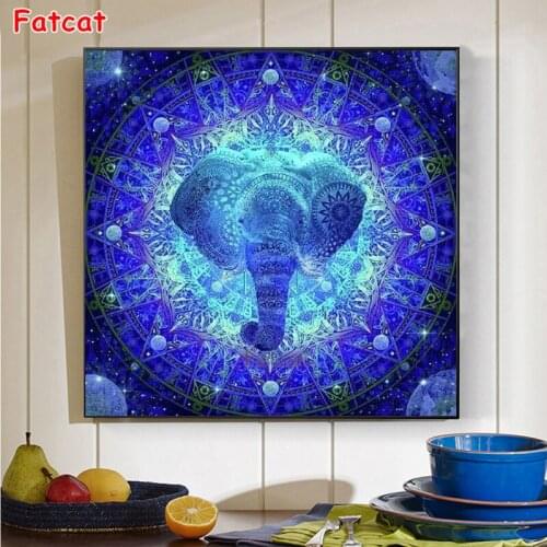 5D DIY Diamond Painting Mandala Full Square/Round Rhinestone Mosaic Embroidery Cross Stitch Elephant Animal Decor Picture PP2438