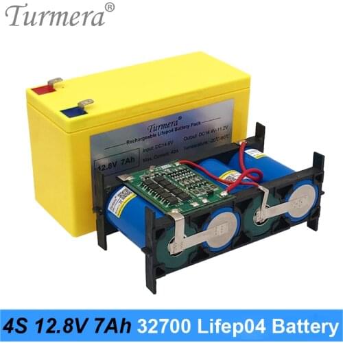 Turmera 32700 Lifepo4 Battery Pack 4S1P 12.8V 7Ah with 4S 40A Balanced BMS for Electric Boat and Uninterrupted Power Supply 12V