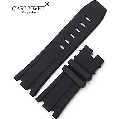 CARLYWET 28mm Black Waterproof Silicone Rubber Replacement Wrist Watch Band Strap Belt For AP Audemars Piguet ROYAL OAK OFFSHORE